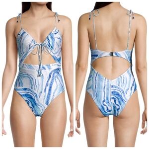 Suboo Agate Gathered Self-Tie One Piece Swimsuit Size Small